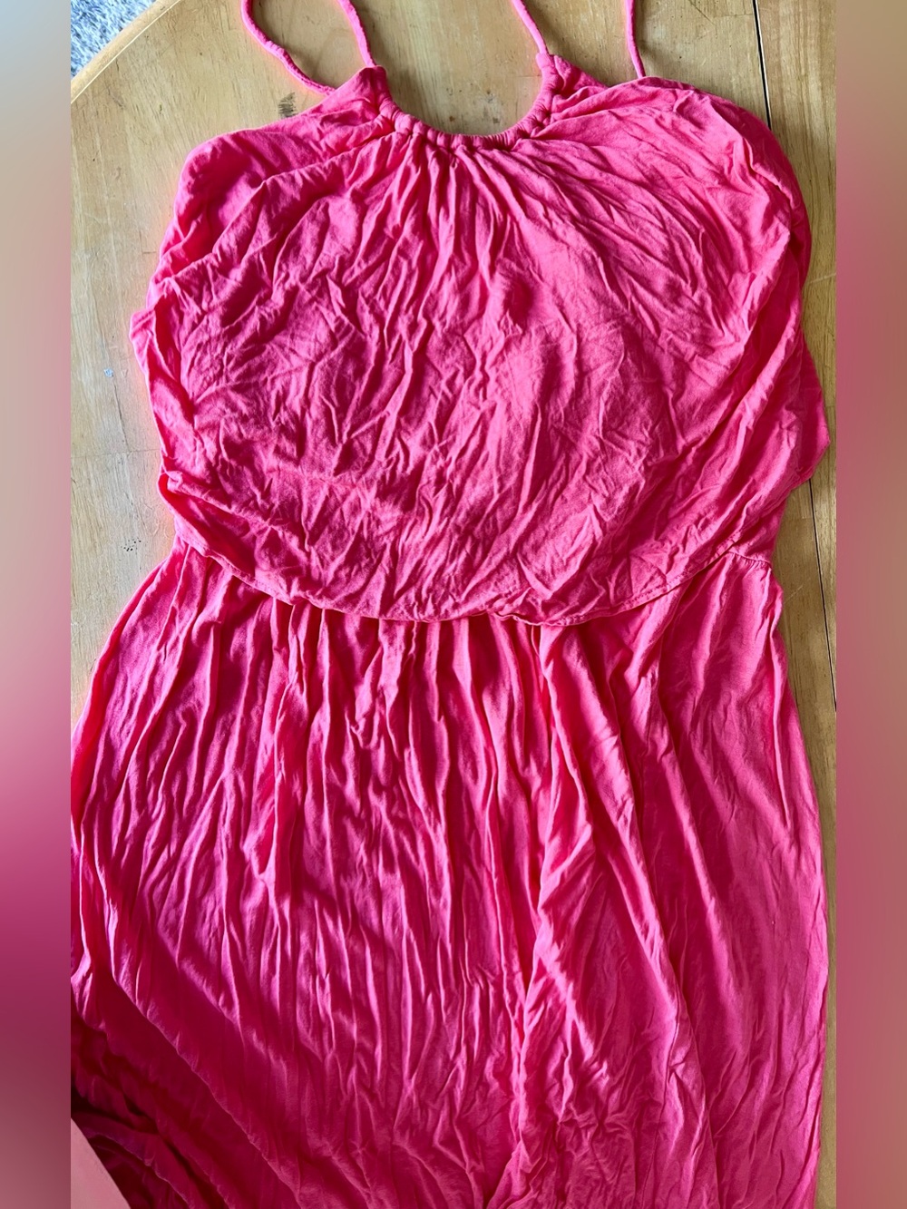H&M Hot Pink Ruffle A-Line Maxi Dress